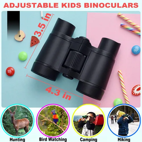 Miniatura 6 de Binoculares para niños, los mejores regalos para niños de 3 a 12 años, óptica de alta resolución, a prueba de golpes, mini binoculares para niños