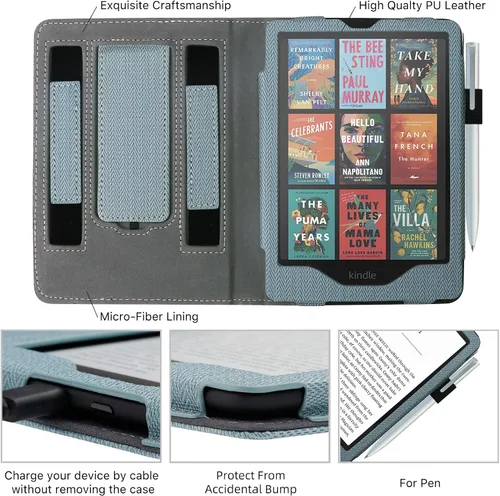 Miniatura 6 de WALNEW Funda con soporte para Kindle Paperwhite de 7" de 12ª generación (2024 lanzado) y Kindle Colorsoft Signature Edition, funda de piel sintética