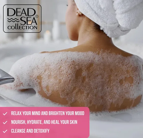 Miniatura 3 de Dead Sea Collection Baño de burbujas con flor de cerezo para mujeres y hombres, aceite de semillas de cereza y sal del mar muerto, piel nutritiva e
