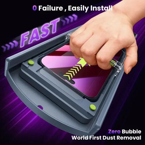 Miniatura 5 de WSKEN para iPhone 17 Pro Protector de Pantalla con Privacidad - Protección Anti Luz Azul con Gradiente Morado [Eliminación Automática de Polvo]