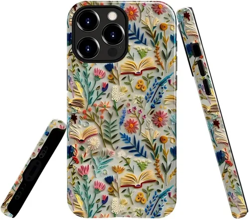 Miniatura 13 de Funda TnXee Compatible con iPhone 11, Funda Híbrida Brillante de 2 Capas para Prevenir Caídas para Niñas y Niños, Aspecto Bonito con Flores Salvajes