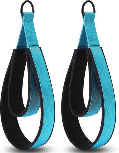 Correas TOBWOLF para Pilates - Correas de doble bucle con anilla en D para Reformer, acolchadas, para entrenamiento en casa o en el gimnasio Azul