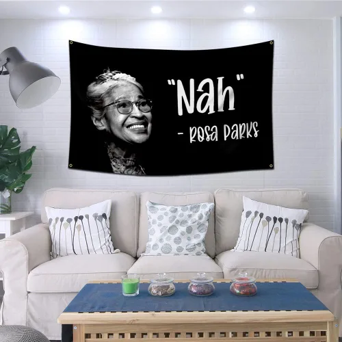 Miniatura 3 de Eksent Rosa Parks - Tapiz de bandera Nah (3 x 5 pies, resistente, poliéster 150D duradero), ojales de latón para dormitorio universitario y cueva