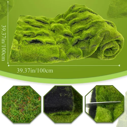 Miniatura 2 de FAICOIA Alfombra de musgo falso, rollo de camino de mesa para jardines de hadas, césped, boda, decoración de mesa de bosque, 39 x 39 pulgadas, musgo