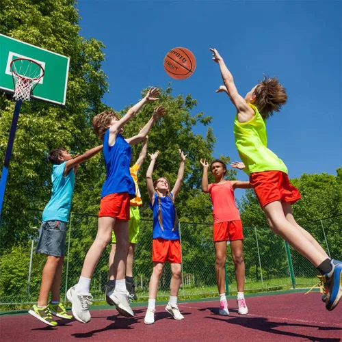 Miniatura 3 de KUYOTQ Baloncesto callejero para niños y jóvenes, tamaño 5 para exteriores, 27.5 pulgadas, piel suave, canal profundo, resistente al desgaste