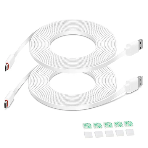 DIANMU Paquete de 2 cables de extensión de alimentación planos de 10 pies para Wyze Cam v4/v3/OG/v3 Pro, Blink Mini, Ring Interior, Kasa Interior,