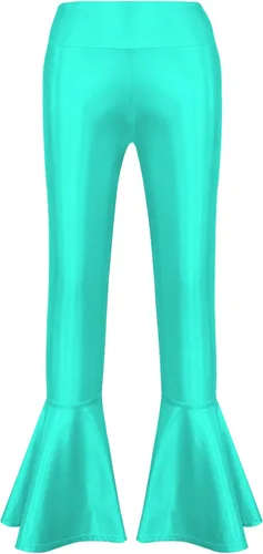 Loloda Pantalones acampanados elásticos metálicos brillantes para niños, leggings atléticos sin pies, leggings con parte inferior acampanada para