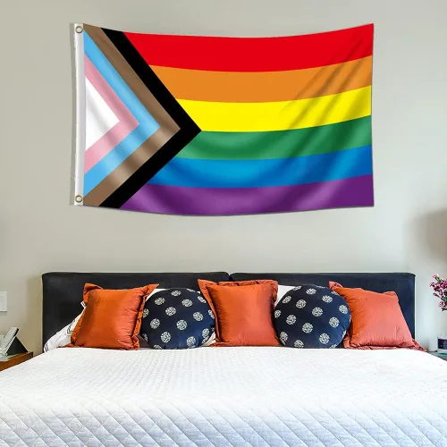Miniatura 2 de LOVEON - Bandera del orgullo del progreso arcoíris vibrante de poliéster de 3 x 5 pies - Perfecta para mostrar tu orgullo (1 unidad de 3 x 5 pies)