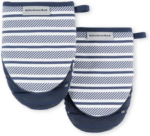 KitchenAid Albany - Juego de 2 manoplas para horno pequeñas, color azul tinta, 5.5 x 8 pulgadas Tinta azul