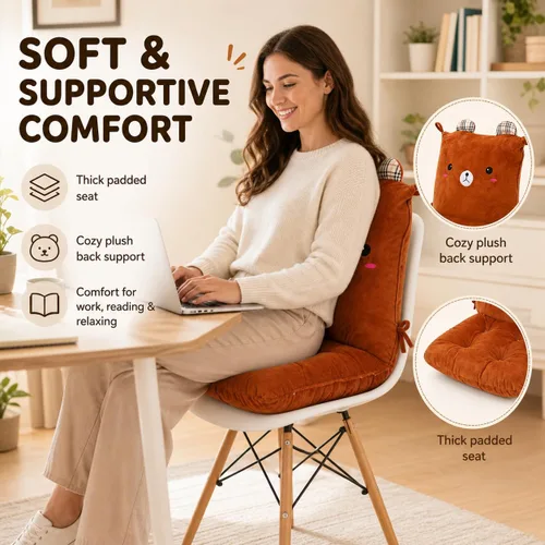Miniatura 4 de ChezMax juego de almohadón relleno con acolchado, respaldo y asiento, para auto; silla mecedora cuadrada plegable, con estampado de caricaturas
