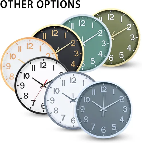 Miniatura 9 de Relojes de pared Moiubik operados con pilas, reloj de pared moderno de 8 pulgadas, silencioso, sin tictac, para decoración de sala de estar, Gris
