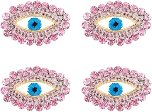 Miniatura 10 de AHANDMAKER 16 parches con patrón de ojos para ropa, apliques azules contra el mal de ojo, parches bordados para coser con hierro para ropa, Ojo Azul