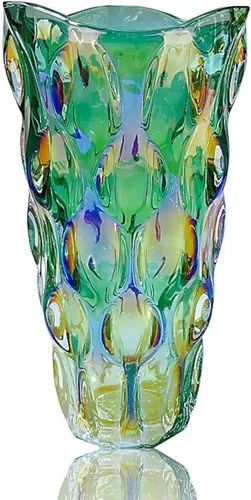 Miniatura 9 de Florero de Vidrio Pesado para Flores Engrosado 3.5 libras 9.5 pulgadas Jarrón Brillante Estilo Bohemio, para Centros de Mesa, Bodas, Decoración