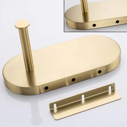 Miniatura 6 de RANDOM Soporte de papel higiénico dorado cepillado con estante SUS 304 Accesorios de baño de acero inoxidable Soporte de pañuelos Dispensador
