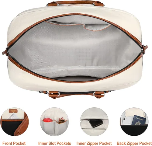 Miniatura 139 de IBFUN Bolsas de fin de semana para mujer, bolsa grande de lona para viaje, bolsa de viaje con compartimento para zapatos, 21 pulgadas, juego de 3
