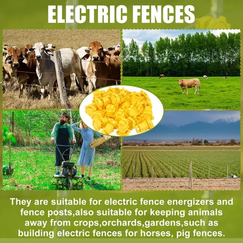 Miniatura 6 de Frienda 50 aisladores eléctricos de alambre para cerca, tornillo redondo, aislador, sujeción de alambre, aislador, clips aislantes para granja