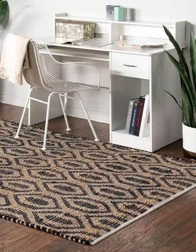Miniatura 4 de Unique Loom Chindi Jute Collection - Alfombra rectangular (2 x 3 pies 1 pulgada, color negro y azul marino)