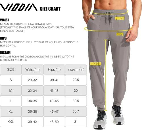 Miniatura 7 de Viodia Men's Joggers with Zipper Pockets Athletic Running Track Sweatpants for Men Workout Traning Gym Pants