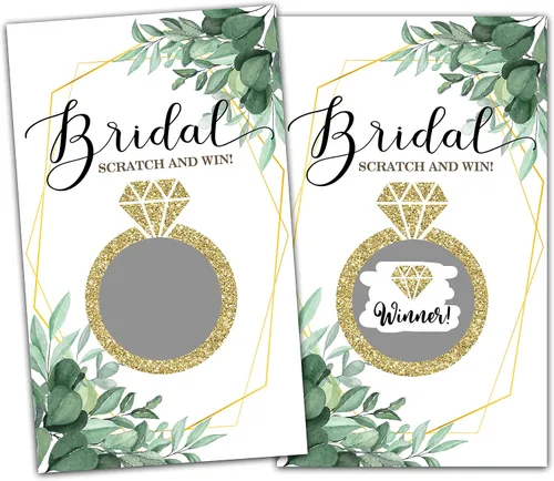 Juego de 50 tarjetas para raspar para despedida de soltera, tarjetas de boletos de lotería para despedida de soltera, boda, fiesta de compromiso,