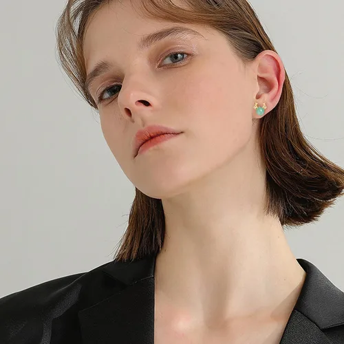 Miniatura 61 de Jade Earrings Studs,Green Jade Earrings for Women,925 Sterling Silver Earrings Studs for Sensitive Ears,Handmade Jade Earrings for Birthday