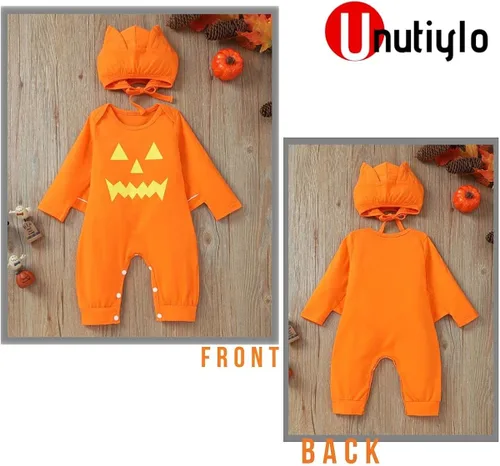 Miniatura 5 de Unutiylo Disfraz gótico de Halloween para bebé, disfraz de calabaza, murciélago, vampiro, cosplay, enterizo personalizado para bebé niño