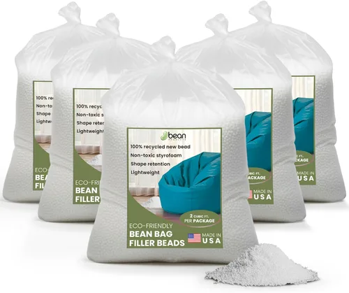 Miniatura 7 de Bean Products Cuentas de repuesto para puf, cuentas de relleno de poliestireno 100% recicladas para un apoyo duradero, granos de relleno