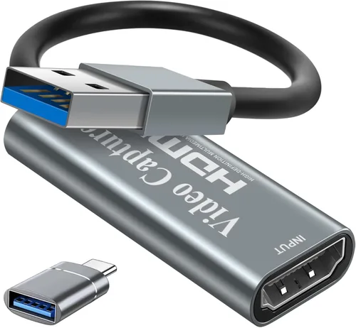 Papeaso Tarjetas de captura de video, 4K HDMI a USB 3.0 dispositivo de captura de video, 1080P HD 60 fps transmisión en vivo y grabación de video
