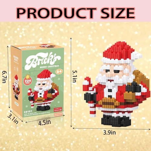 Miniatura 3 de Bloques apilables de Navidad compatibles con Lego, Navidad, Papá Noel, juego de microbloques de construcción, caja de regalo de Año Nuevo, regalos