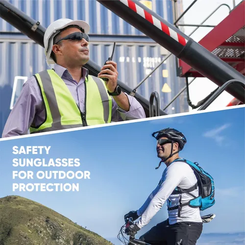 Miniatura 8 de amoolo Gafas de seguridad teñidas a granel de 24, gafas de sol protectoras, lentes de humo oscuro para protección UV, protección ocular resistente a