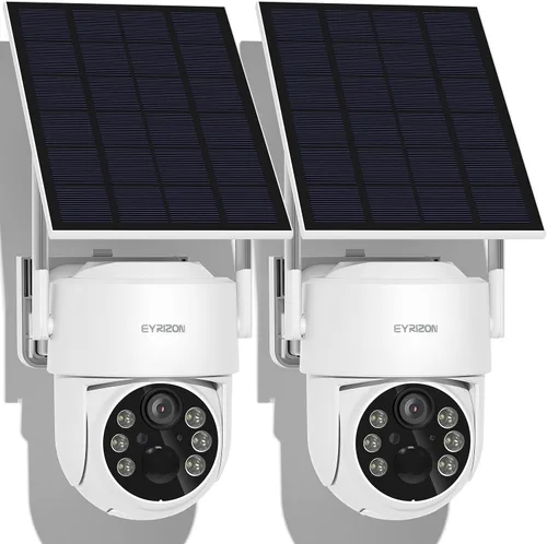 Paquete de 2 cámaras de seguridad inalámbricas de 4 MP para exteriores, 6 focos y visión nocturna a color HD de 2.5 K con WiFi de 2.4 GHz, control