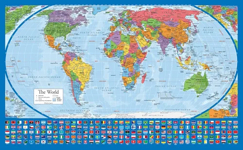 Miniatura 8 de Mapa del Mundo Azul Equal Earth (Azul Claro)