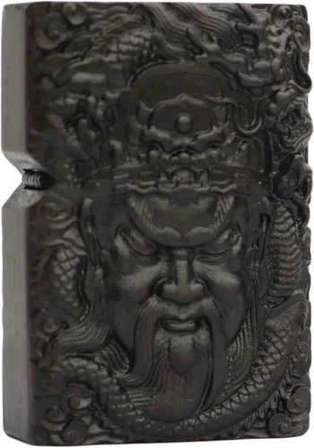 Miniatura 7 de Carcasa exterior tallada en madera negra de ébano natural para kit de inserción Zippo (Kwan Yin Goddess Dragon Phoenix)