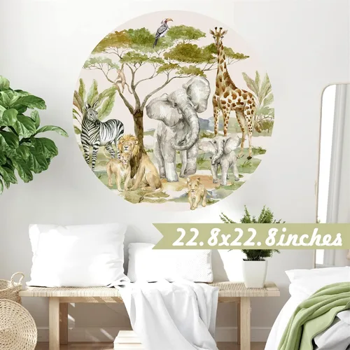 Miniatura 5 de Calcomanías de pared de animales de la selva para niños, diseño de animales de safari africano, despegar y pegar, decoración de paredes de bosque