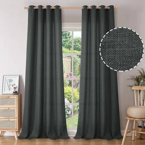 Miniatura 23 de BGment Cortinas de Lino Beige de 63 Pulgadas de Largo 2 Paneles - Tratamientos para Ventanas con Textura de Arpillera Filtrantes de Luz Cortinas