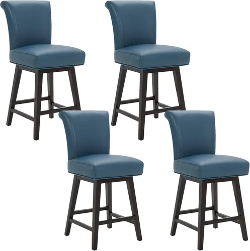 Miniatura 41 de CHITA Taburete giratorio de 26 pulgadas con altura de mostrador, taburete de bar tapizado moderno con respaldo certificado FSC de cuero sintético