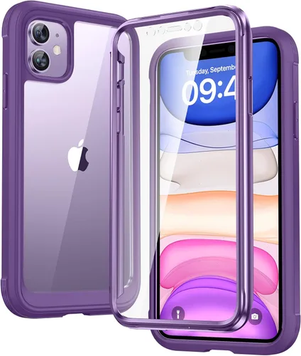 Miniatura 107 de Diaclara - Funda compatible con iPhone 11, carcasa resistente de cuerpo completo con protector de pantalla integrado sensible al tacto y Transparente