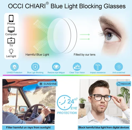 Miniatura 3 de OCCI CHIARI Lentes de lectura con bloqueo de luz azul para hombres XL cómodos