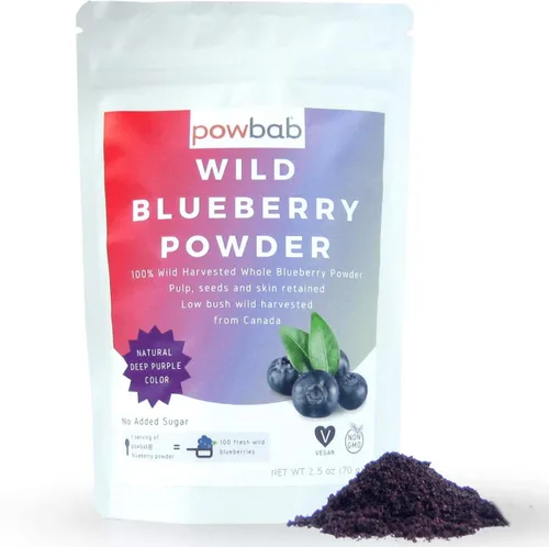 powbab Polvo de arándanos silvestres: 100% arándanos silvestres enteros (2.47 oz). Cultivado en Canadá. No de arándanos liofilizados, no extracto de
