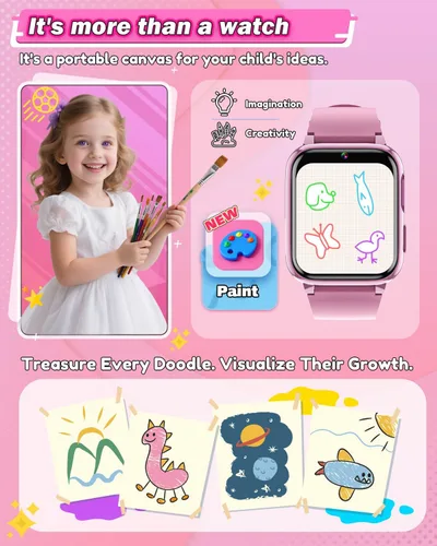 Miniatura 4 de Sueseip Relojes inteligentes para niños, juguetes para niñas de 6 a 8 años, pantalla táctil HD, cámaras duales, reloj para niñas de 8 a 10 años
