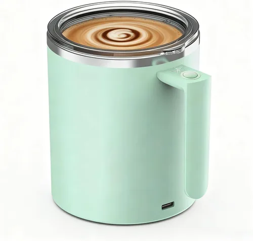 Miniatura 9 de Taza de café autoagitable, taza mezcladora eléctrica de 12.2 onzas con agitador magnético y antisedimentación, taza de viaje recargable para café
