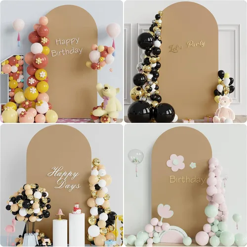 Miniatura 116 de Putros Cubierta de Arco de Boda 6 Pies Beige Spandex Ajustada Parte Superior Redonda Chiara Cubiertas de Soporte de Fondo para Decoración de Bodas