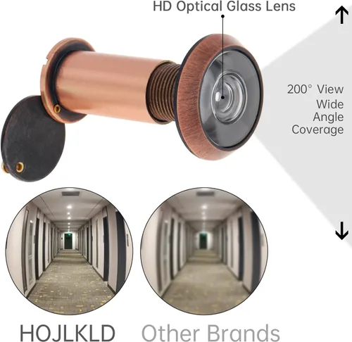 Miniatura 4 de Mirilla de puerta, latón macizo de 200 grados con broca de 16 MM para puertas de 1-1/2" a 2-3/8", mirilla de puerta de 5/8 pulgadas de diámetro