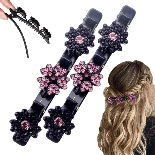 Miniatura 9 de 2 pinzas para el cabello trenzadas con piedra de cristal brillante, accesorios de cabello para mujer para corte de peinado, pinzas de pelo trenzadas