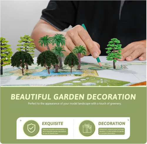 Miniatura 3 de 20 piezas de árboles modelo de plástico en miniatura para micro paisaje tren decoración de paisajes suministros de diorama