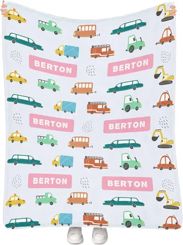 Miniatura 13 de Artsadd Manta personalizada con nombre, diseño de camiones monstruo, manta de bebé para niñas, niños pequeños, manta de cochecito recién nacido