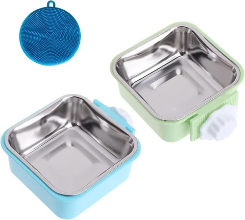Miniatura 10 de Love Dream Cuencos colgantes para perros y gatos, comedero de agua para alimentos y alimentos con cuencos extraíbles de acero inoxidable y soporte