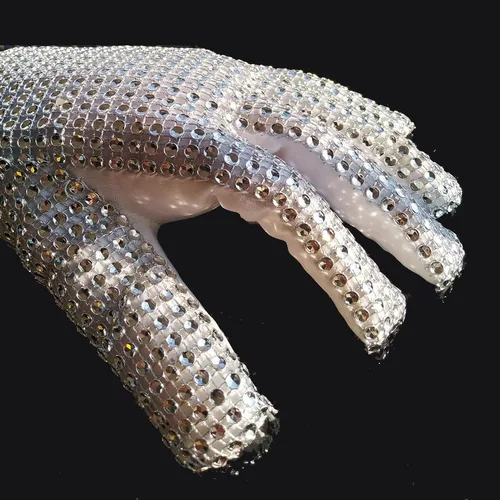 Miniatura 6 de Guantes de diamantes de imitación para niños brillantes Michael Punk Billie Jean con lentejuelas y una insignia de Jackson