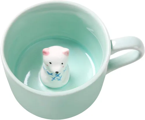 Miniatura 10 de Taza de café sorpresa 3D con diseño de animales en el interior, de 12 onzas con vaca bebé, bonita taza de cerámica hecha a mano de dibujos animados