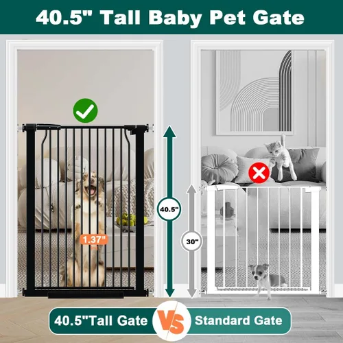Miniatura 3 de Fairy Baby Puerta extra alta para bebés de 40.5 pulgadas, sin taladro, puerta extra ancha de 29.6 a 40.5 pulgadas para mascotas, puerta de seguridad