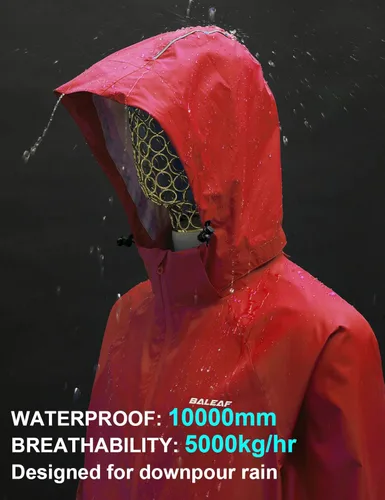Miniatura 3 de BALEAF Chaqueta impermeable para hombre con capucha ligera de secado rápido para tormentas de lluvia
